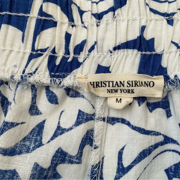 Christian Siriano Wide Leg Medallion Print Palazzo Pants Sz M Blue White Coastal - Picture 2 of 10